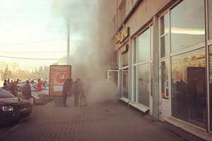 Салон МТС загорелся в памятнике архитектуры федерального значения в центре Новосибирска