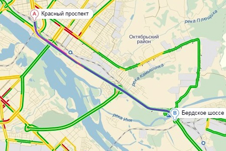 Дождь привел к восьмибалльным пробкам на дорогах Новосибирска