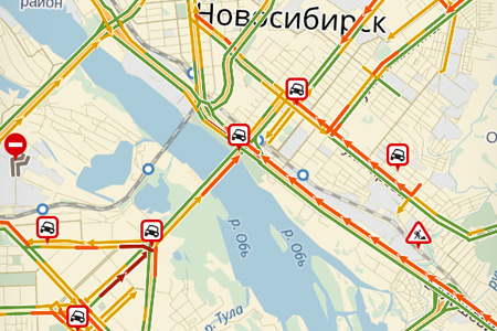Семибалльные пробки из-за аварий сковали Новосибирск