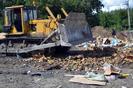 Тонны европейских овощей и фруктов раздавили в Новосибирске