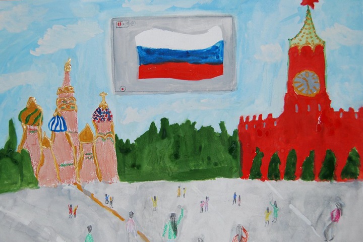 Парящий над Кремлем телевизор: новосибирская школьница нарисовала будущее России