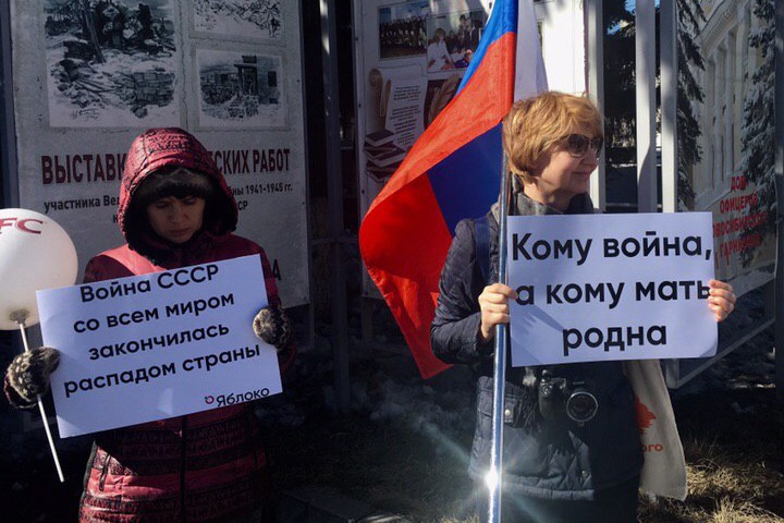 «Пока вы смотрите про войну, у вас крадут пенсии»: новосибирцы протестуют против боевых действий на Украине и в Сирии
