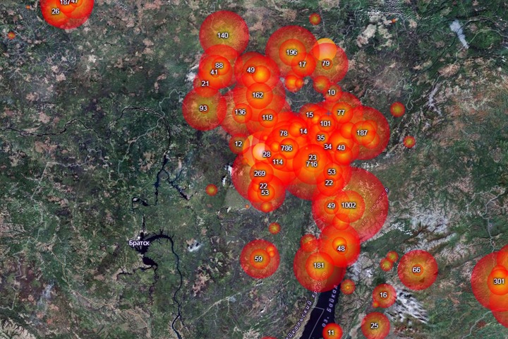 Площадь природных пожаров в Восточной Сибири достигла 350 тыс. га