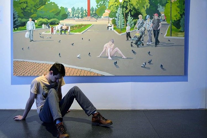 Художник выставил на аукцион картину с Павленским на главной площади Красноярска