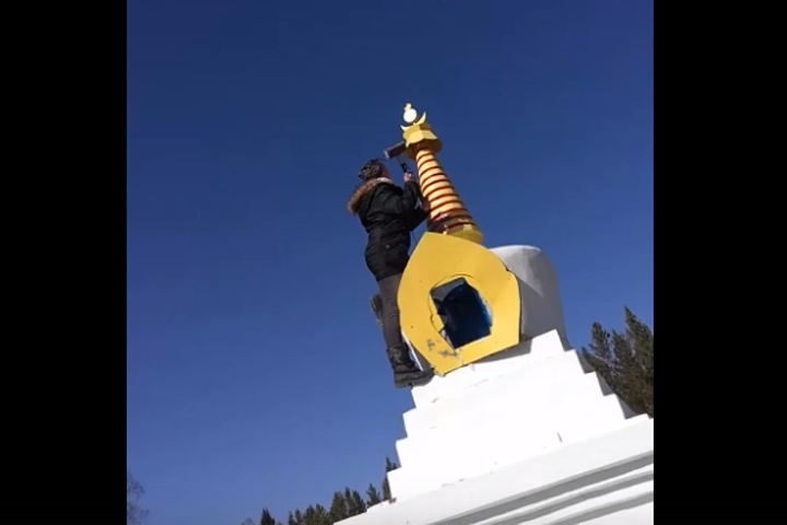 Разрушение буддийской святыни в Красноярском крае попало на видео