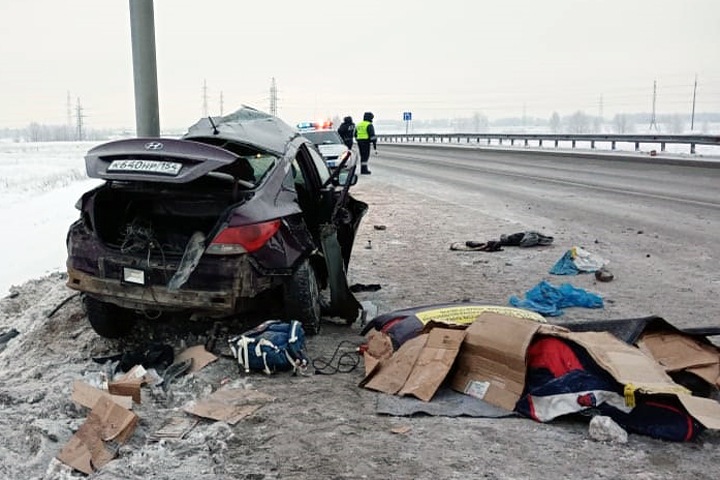 Двое погибли во влетевшей в столб иномарке под Новосибирском. Фото