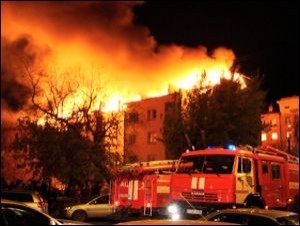 Пожар в центре Новосибирска потушен