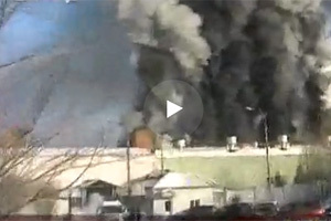Пожар на заводе в Шелехове Иркутской области